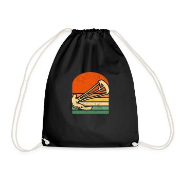 Kitesurfen Retro Vintage Surfbrett Kiteboard Kite - Turnbeutel - Schwarz - Vorne
