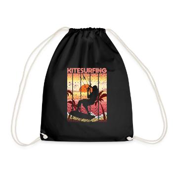 Kitesurfen Kiteboarding Kitesurfer Wassersport - Turnbeutel - Schwarz - Vorne