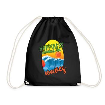 Beach 2022 Tropical Happiness In Wave Hello Summer - Turnbeutel - Schwarz - Vorne