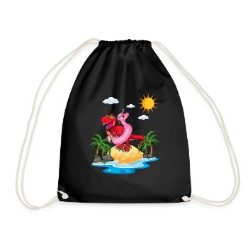 Beach 2022 Tropical Dinosaur In Beach Summer - Drawstring Bag - black - Front