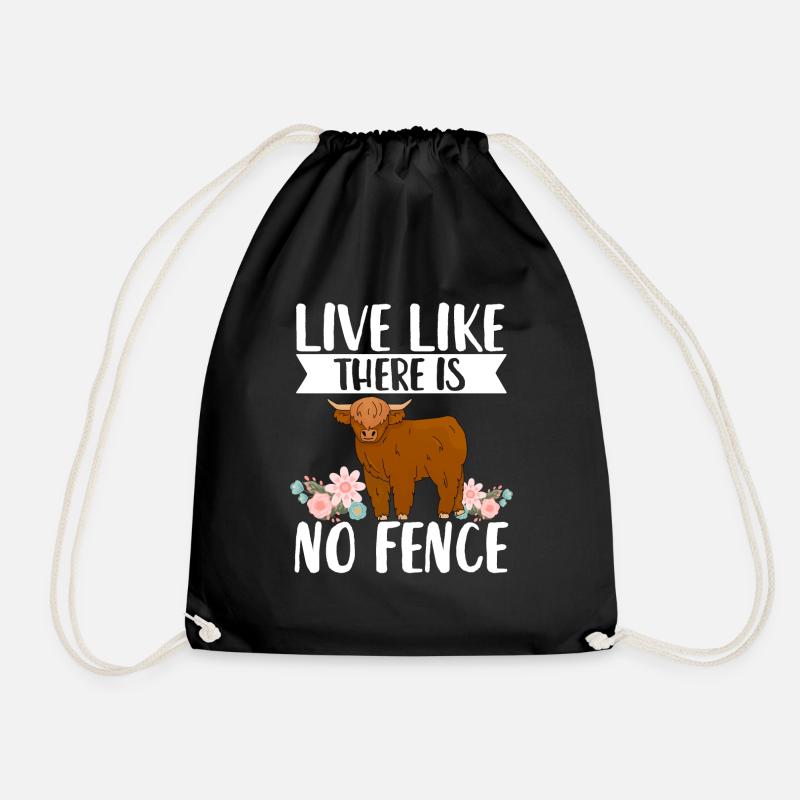Scottish Highland Cattle Cow - Drawstring Bag - black