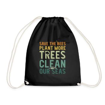 Save The Bees Plant More Trees Clean Seas - Sac de sport léger - noir - Devant