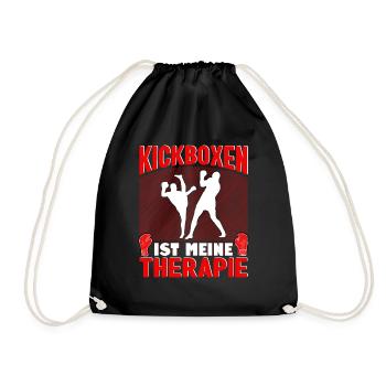 Kickboxer Kickboxen ist meine Therapie - Turnbeutel - Schwarz - Vorne