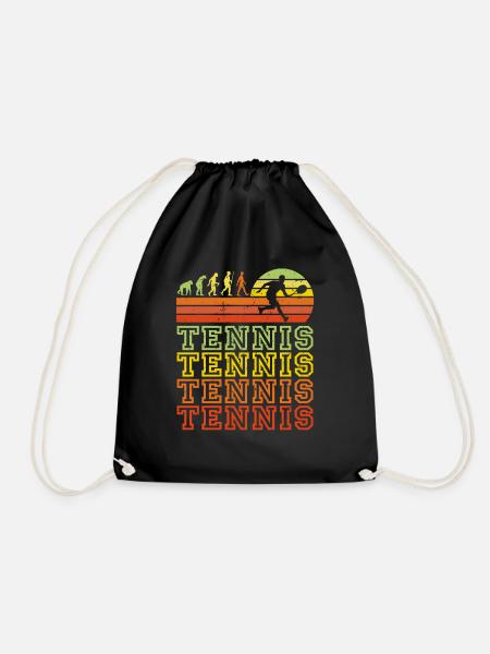 Tennis Retro lettering Evolution tennis player - Drawstring Bag - black