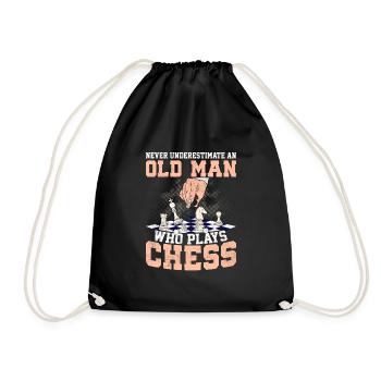 Never Underestimate An Old Man Who Plays Chess Pla - Turnbeutel - Schwarz - Vorne