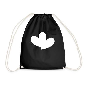 Double Cœur Blanc - Sac de sport léger - noir - Devant
