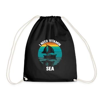 Kapitän Boot Segelschein Segeln Geschenk Segler Sp - Turnbeutel - Schwarz - Vorne