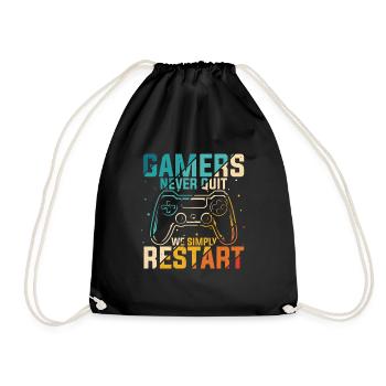 Gamer Gaming Zocken Konsole Nerd Gaming - Turnbeutel - Schwarz - Vorne