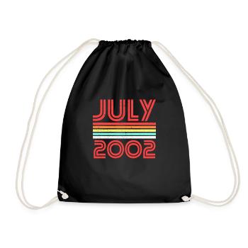 20. Geburtstag Juli Jahrgang 2002 Geschenkidee - Turnbeutel - Schwarz - Vorne