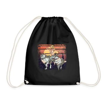 Trail Running Girl avec Wolves Sunset - Sac de sport léger - noir - Devant