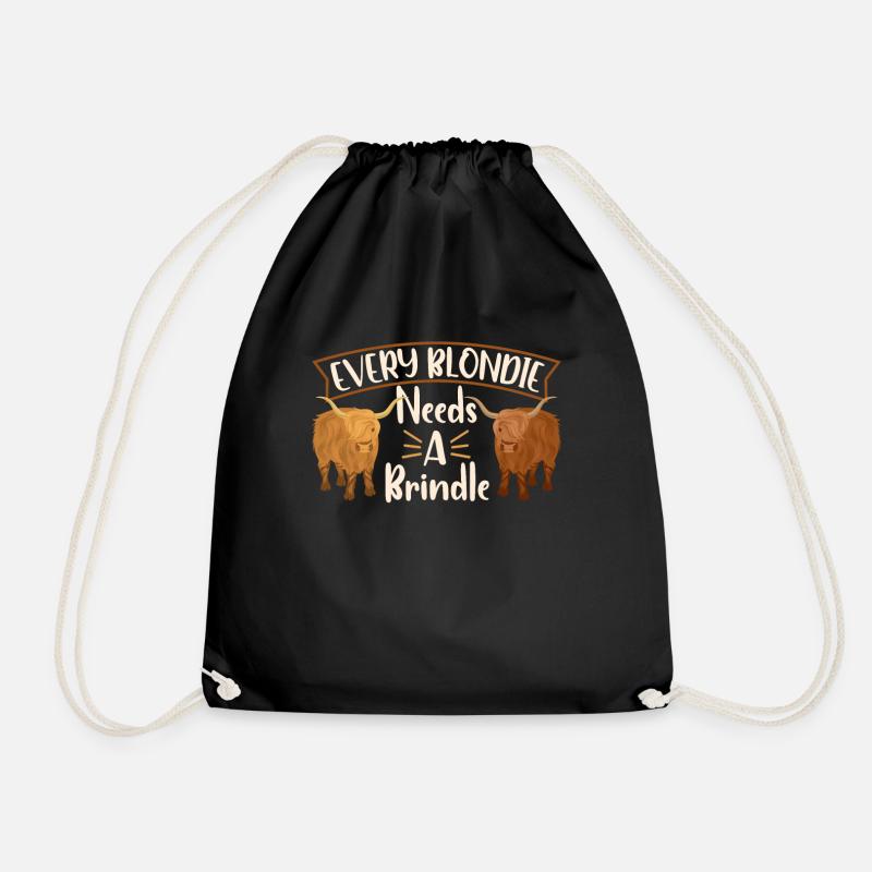 Scottish Highland Cattle Cow - Drawstring Bag - black