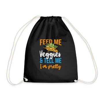 Feed Me Veggies And Tell Me I'm Pretty Vegetarier - Turnbeutel - Schwarz - Vorne