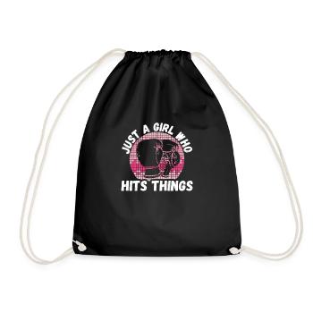 Just A Girl Who Hits Things, Lustige Boxerinnen - Turnbeutel - Schwarz - Vorne