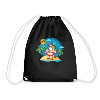 Island Beach Christmas Santa Chilling Summer 2022 - Drawstring Bag - black - Front