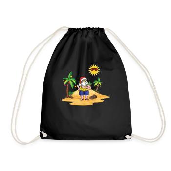 Island Beach Christmas Chilling Santa Summer 2022 - Drawstring Bag - black - Front
