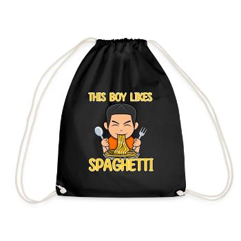 Junge mag Spaghetti Italienische Nudeln Food Chef - Turnbeutel - Schwarz - Vorne