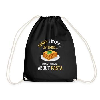 Denken Sie an Pasta Ironic Italienischer - Turnbeutel - Schwarz - Vorne