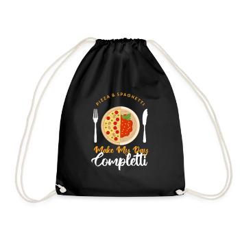 Pizza and Spaghetti Completti Ironic Saying Pasta - Drawstring Bag - black - Front