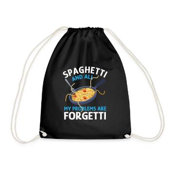 Pasta Ironic Saying Spaghetti Make Problems - Drawstring Bag - black - Front