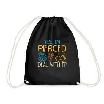 Yes Im Pierced Deal With It - Drawstring Bag - black - Front