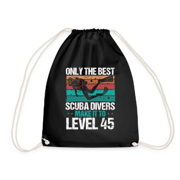 45 Scuba Diving Level 45 Year Diver Snorkeling - Turnbeutel - Schwarz - Vorne