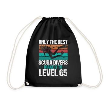 65 Scuba Diving Level 65 Year Diver Snorkeling - Drawstring Bag - black - Front