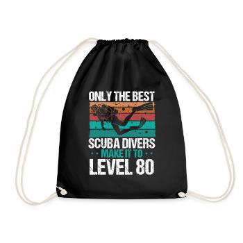 80 Scuba Diving Level 80 Year Diver Snorkeling - Drawstring Bag - black - Front