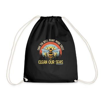 Save The Bees Plant More Trees Clean Seas - Sac de sport léger - noir - Devant