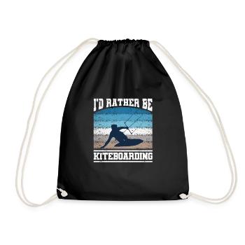 I'd rather Kiteboarding Funny Kitesurfing - Drawstring Bag - black - Front