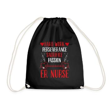 Emergency Medical Nurse Hard Work Perseverance ER - Drawstring Bag - black - Front