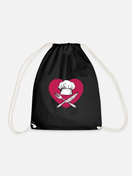 Chef Chef Chef's hat Gastronomy Kitchen - Drawstring Bag - black