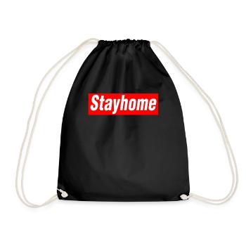 Stay Home Funny StayHome - Drawstring Bag - black - Front