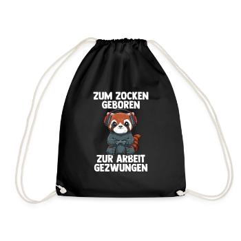 Gamer Roter Panda - Computer Spiele Online Spiele - Turnbeutel - Schwarz - Vorne