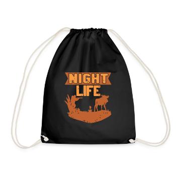 Vintage Night Life Awesome Hunting T-Shirt - Drawstring Bag - black - Front