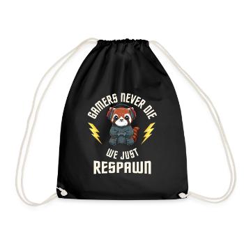 Gamers Never Die - Gamer Roter Panda - Computer - Turnbeutel - Schwarz - Vorne
