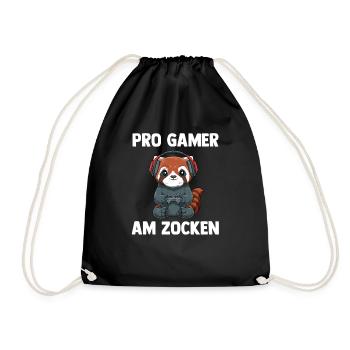Pro Gamer Am Zocken - Computer Videospiele Gaming - Turnbeutel - Schwarz - Vorne