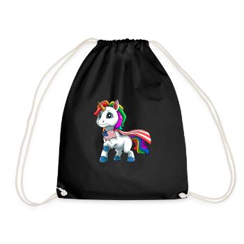 Einhorn 4. Juli - Americorn Patriotisches - Turnbeutel - Schwarz - Vorne