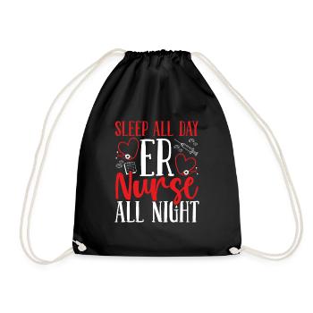 Night Shift Emergency Medical Nurse ER Technician - Drawstring Bag - black - Front