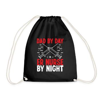 Emergency Medical Nurse Night Shift ER Nurse Dad - Drawstring Bag - black - Front