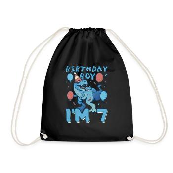 Boy Age 7 Year Old Cute Birth Born Roar Dinosaur - Turnbeutel - Schwarz - Vorne