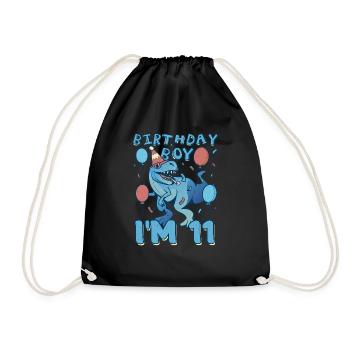 Boy Age 11 Year Old Cute Birth Born Roar Dinosaur - Turnbeutel - Schwarz - Vorne