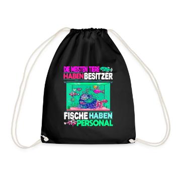 Fisch Fischer Aquarium Fischliebhaber Fischzüchter - Turnbeutel - Schwarz - Vorne