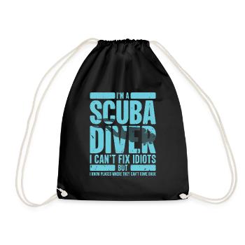 Diving Deep Underwater Summer Lifetsyle Gift - Drawstring Bag - black - Front