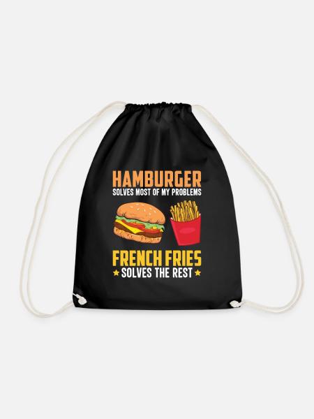 Meaty Burgers Fast Food Foodaholic Lifestyle G - Drawstring Bag - black