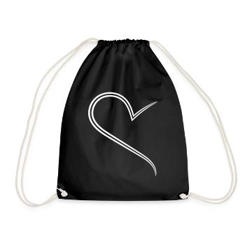 Simple Half Heart Way - Drawstring Bag - black - Front