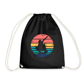 Retro Vintage Cool Skateboarding T-Shirt Present - Drawstring Bag - black - Front