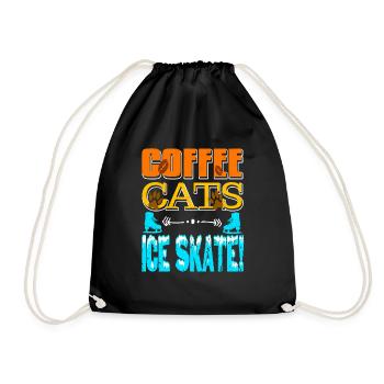 Coffee Cats Ice Skate! Awesome Ice Skating Tee - Turnbeutel - Schwarz - Vorne
