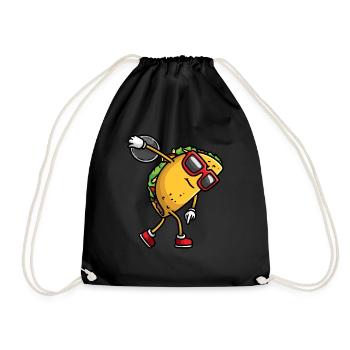 Taco Mit Sonnenbrille Wirft Diskus - Turnbeutel - Schwarz - Vorne