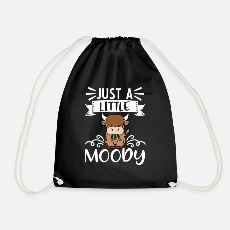 Scottish Highland Cattle Cow - Drawstring Bag - black