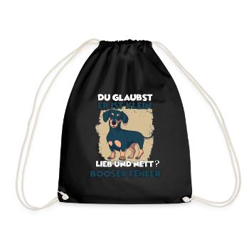 Witziges Dackel Hundehalter Geschenk Süßes Dackel - Turnbeutel - Schwarz - Vorne